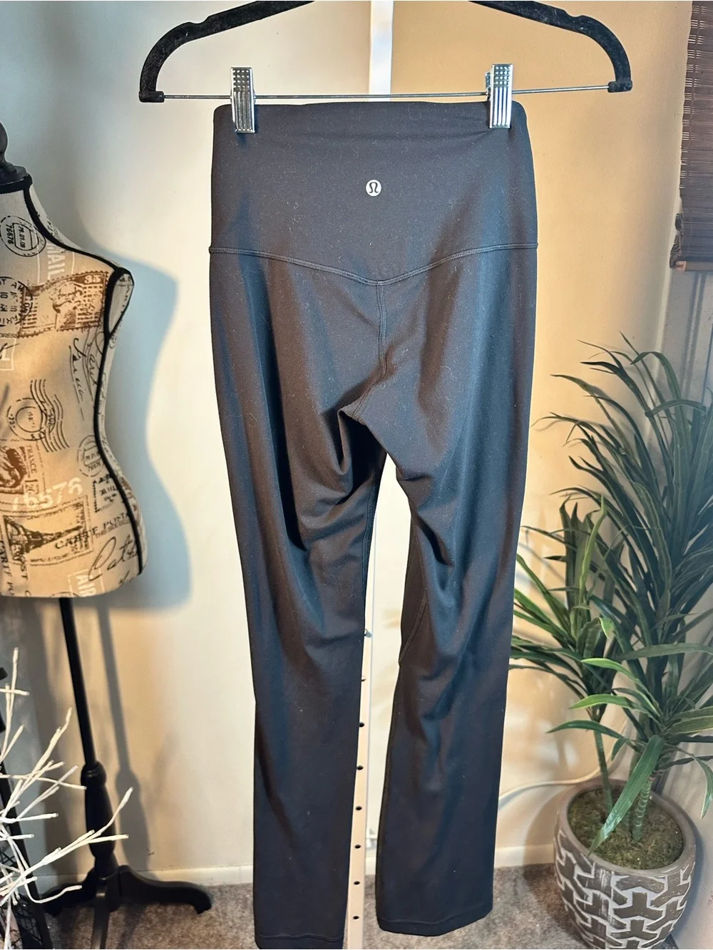 A7. Lulu Lemon Black High-Waist Stretch Yoga Pants with Flare Legs